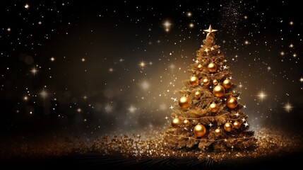 a christmas tree with gold ornaments - Powered by Adobe