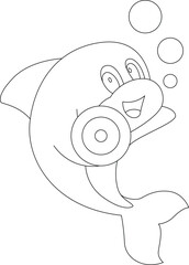 Dolphin Fitness Dumbbell Sports Animal Vector Graphic Art Illustration