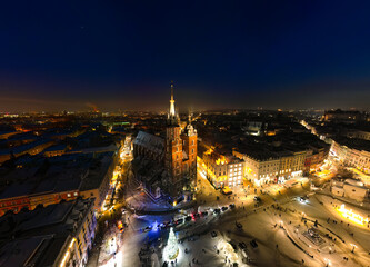 aerial photo of city by night