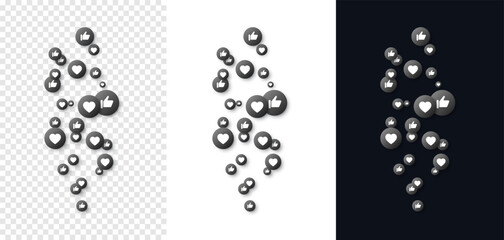 Social media background. Brunch of like and thumb up buttons. Vector EPS 10