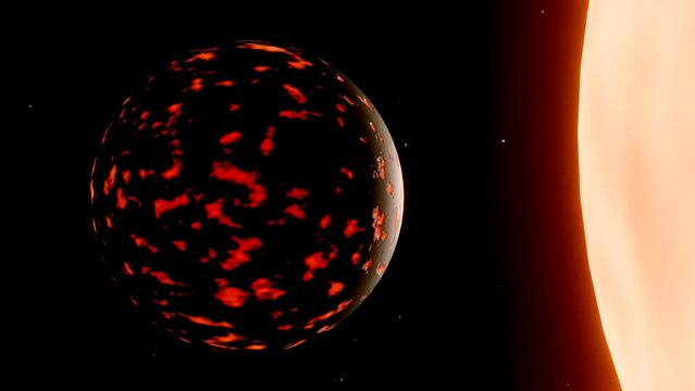3d animation 55 Cancri e or 55 Cnc e, or Janssen is an exoplanet in the orbit of its Sun