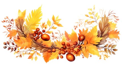 a painting of leaves and berries