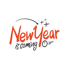 Happy New Year lettering Handwritten modern brush lettering on a white background isolated vector