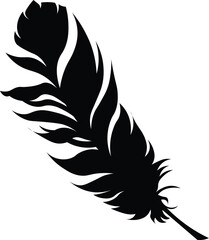 Cartoon Black and White Isolated Illustration Vector Of A Birds Featther