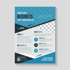 Business company flyer layout with blue accents