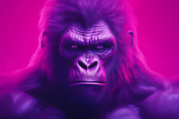 Vividly Humanized: Lavender Gorilla Portrait