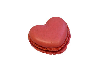 Sweet heart shaped macaroon isolated on white background