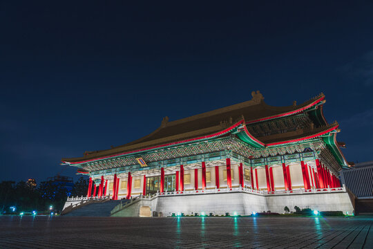 National Theater of Chiang Kai Shek Memorial Hall in twilight time. Tapiei, Taiwan.