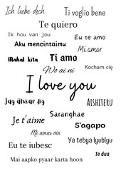 Words of love in worldwide languages