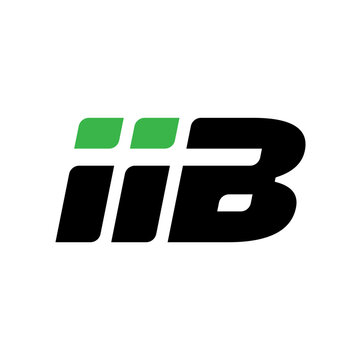 iiB brand name initial letters monogram with green leaf.