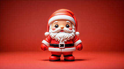 Cute 3D Santa Santa Claus Character on Red Background