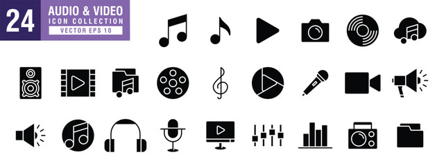 Vector of music icons set, instruments, earphones, notes, rhythms, vector EPS 10. © icoNic