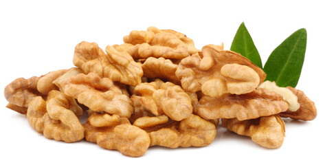 Walnuts isolated on a white background.