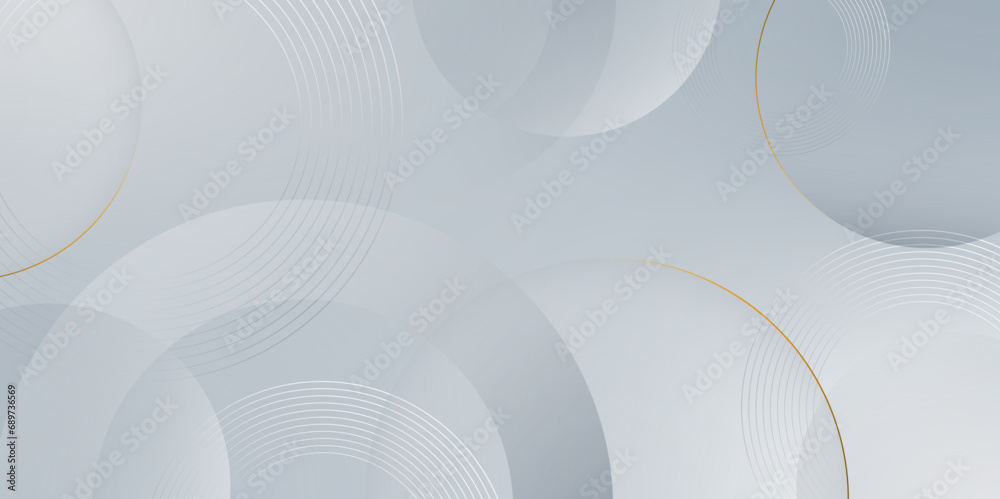 Poster Abstract gradient white and blue geometric technology pattern decoration background.blue abstract background circle and golden line Geometric vector graphic Minimal Texture cover  futuristic design.