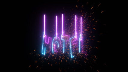 3D rendered neon text effect with a vivid visual style on a black background.