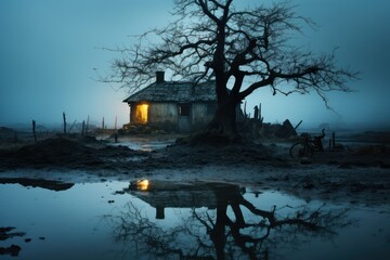 Old Isolated House - AI Generated Digital Art