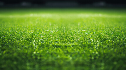 Naklejka premium Stadium Grass Perspective: Vibrant Soccer Field Ground View