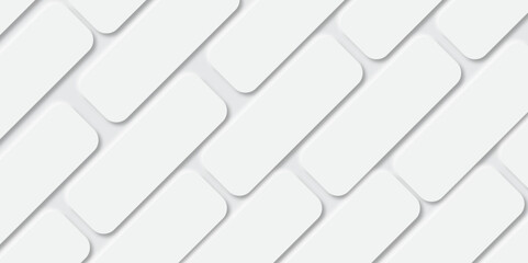 Abstract white geometric overlapping square pattern design technology background with shadow in Neomorphs style Diagonal white brick wall texture.Mockup of business cards at white textured background. - obrazy, fototapety, plakaty