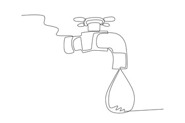 A water day concept. World water day one-line drawing