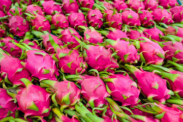 Dragon fruit pink color in the market.