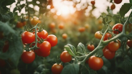 Obraz premium cherry tomato field, bright background