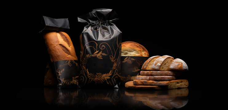 Bakery branding mockup, Bread packaging presentation.