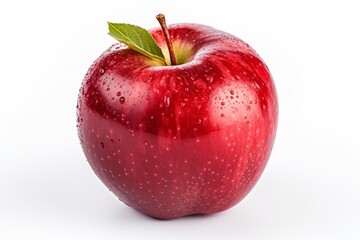 Red apple on white background   fresh and juicy fruit for healthy eating and nutrition