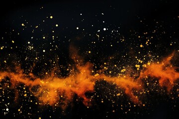 Fototapeta na wymiar Celestial Dreamscape: A Luminous Canvas of Gold and Orange Galaxy Watercolor Stars Splashes, Creating Cosmic Elegance