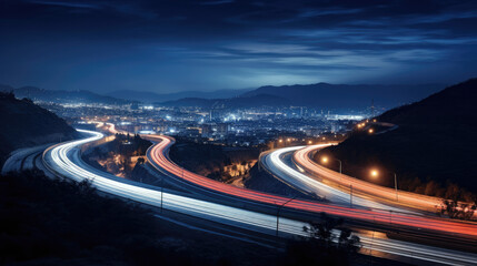 Nighttime Highway Traffic with Light Trails