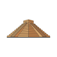 Famous Ancient Mexican or Peru Chicen Itza Aztec Mayan Pyramid on White Background Illustration