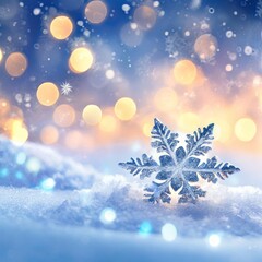 Fototapeta na wymiar Snowflake Crystals on a bed of Snow - Christmas and Winter Background