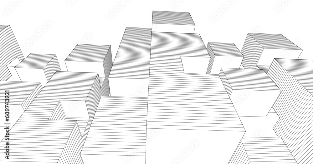 Wall mural abstract modular architecture 3d illustration