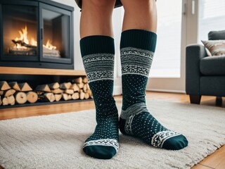 Cozy Up in Style with Winter Socks. AI Generated.
