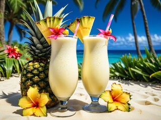 Paradise in a Glass Tropical Delight. AI Generated.
