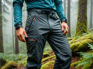 Embrace the Rain Waterproof Pants for Adventurous Hikes. AI Generated.