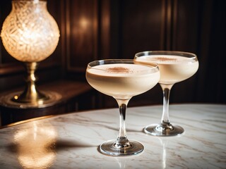 Opulent Elegance Savor the Rich and Creamy Brandy Alexander at a Viennese Ball. AI Generated.