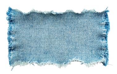 Piece of torn denim on a white background. Denim texture