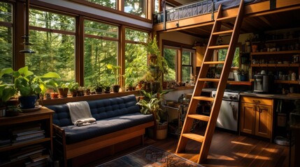 Fototapeta premium A small house Creative interior design in a compact and sustainable home