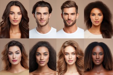 Diverse ethnic passport style portraits with high resolution and unique facial features
