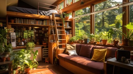 Obraz premium A small house Creative interior design in a compact and sustainable home
