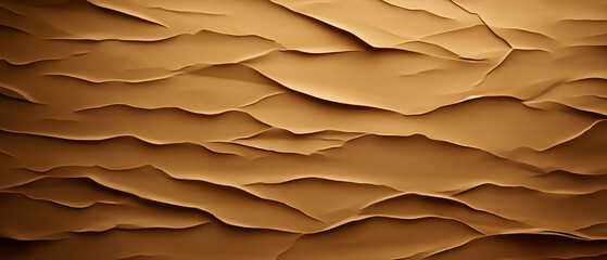 Fototapeta na wymiar Horizontal image of crumpled brown paper. Can be used in As a stylish background for websites, suitable for restaurant menu designs, creating a neutral backdrop that highlights the presentation