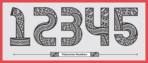 Numbers polynesian style in a set12345 - obrazy, fototapety, plakaty