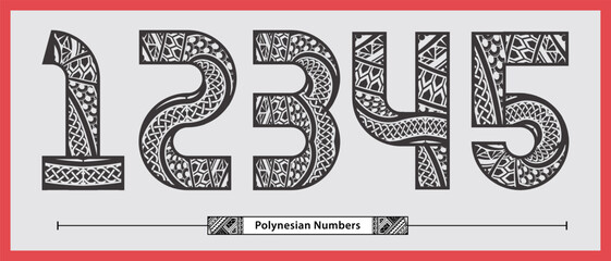 Numbers polynesian style in a set12345