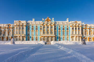 Catherine palace and park in winter, Pushkin (Tsarskoe Selo), Saint Petersburg, Russia