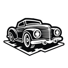 Vector vintage low rider auto, retro old car illustration icon