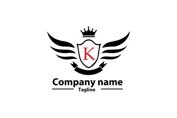 Fototapeta premium design K letter logo crown shield 