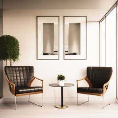 modern waiting room with two chairs photo wallpaper
