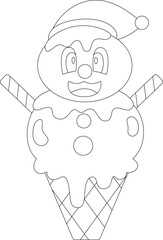 Waffle ice cream Christmas Snowman Vector Graphic Art Illustration
