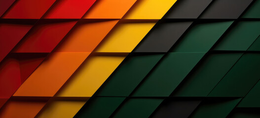 Diagonal paper stripes in Rastafarian colors against a dark, shadowed background.