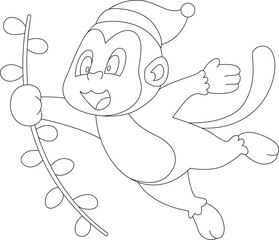 Monkey Christmas Liana Animal Vector Graphic Art Illustration